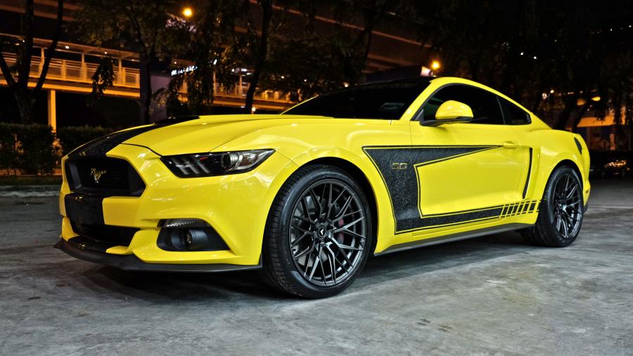 Ford Mustang GT Yellow by Autofuture Design on Vorsteiner Wheels (V-FF 107) '2017